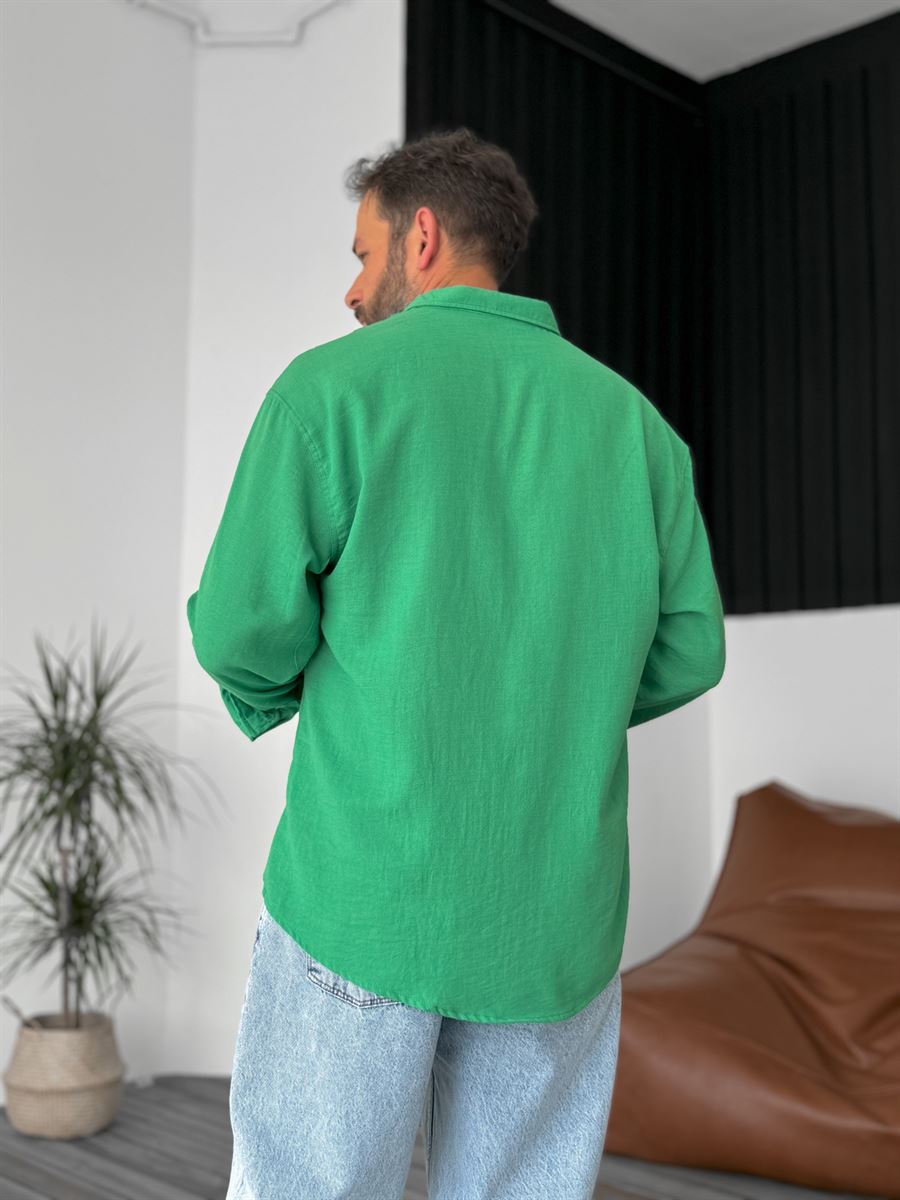 Pure Linen Green Shirt