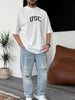 White "Usc" printed Oversize T-Shirt - Broek