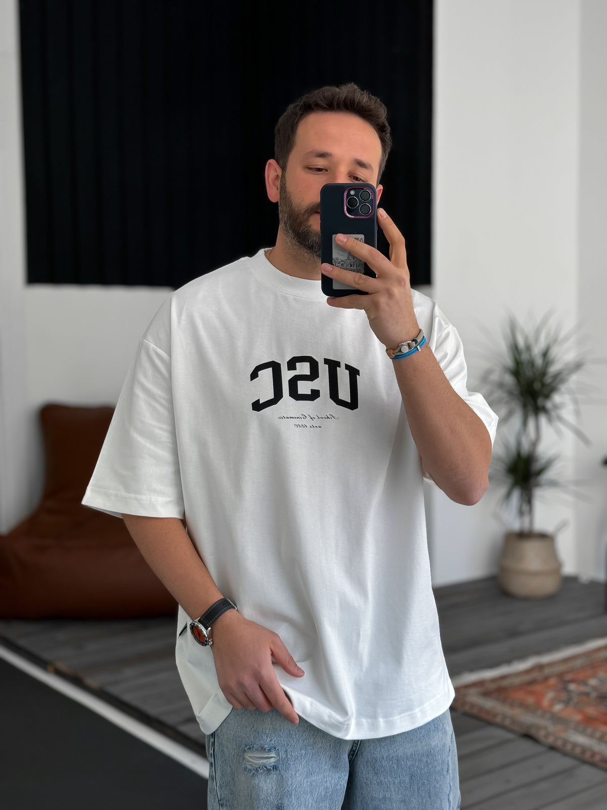 White "Usc" printed Oversize T-Shirt