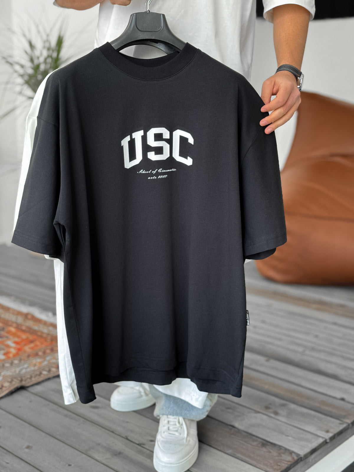 Black "Usc" printed Oversize T-Shirt