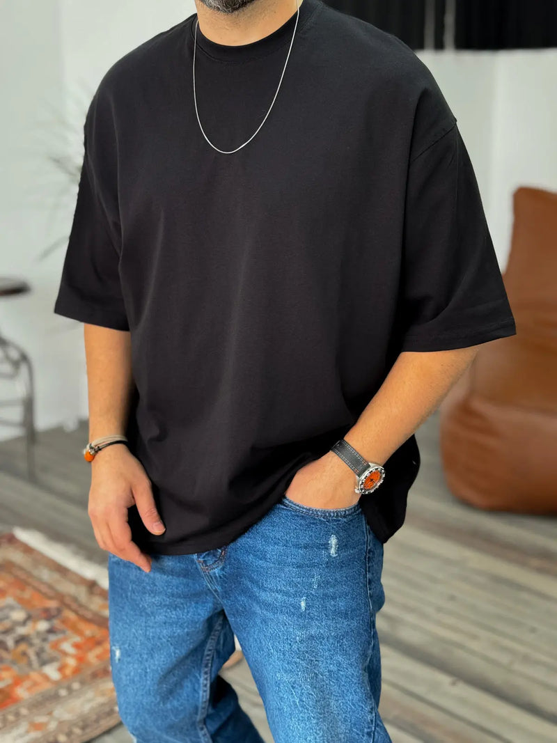 Premium Black Basic Oversize T-Shirt