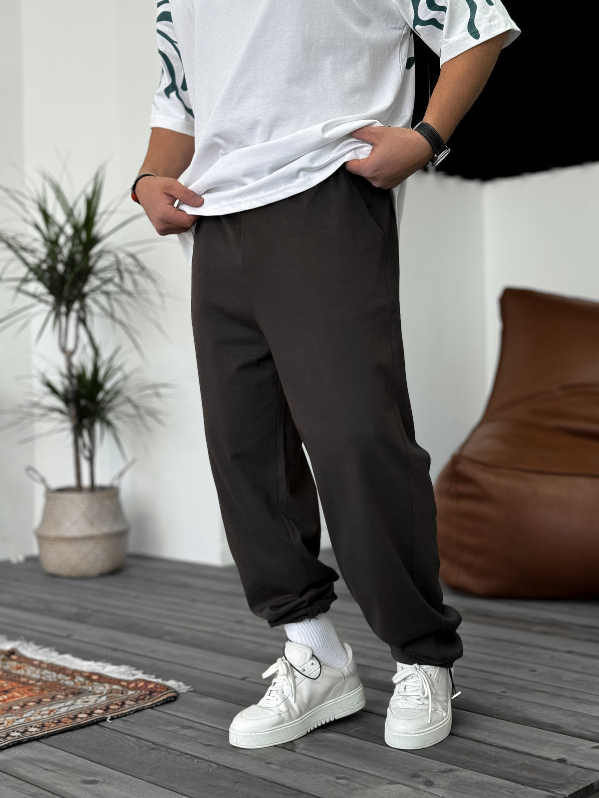 Brown Basic Summer Sweatpants