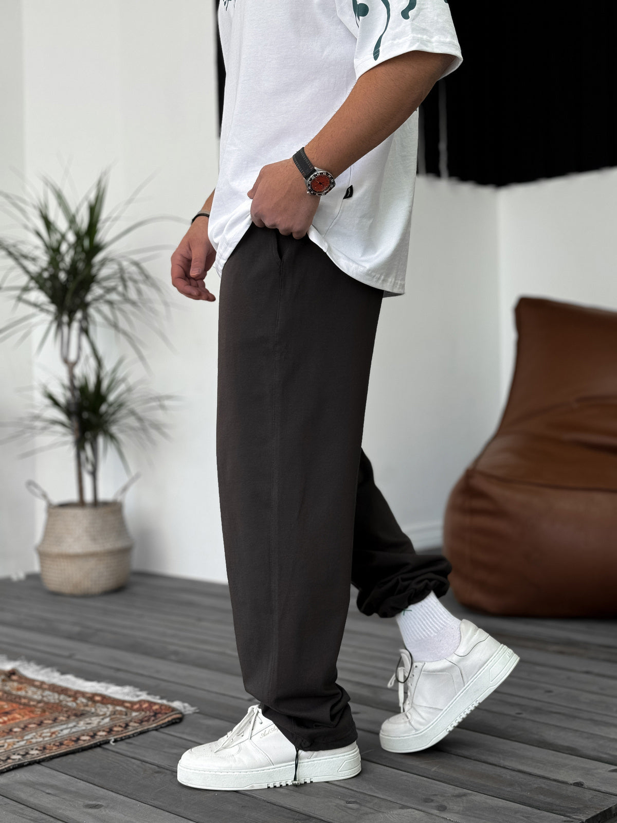 Brown Basic Summer Sweatpants