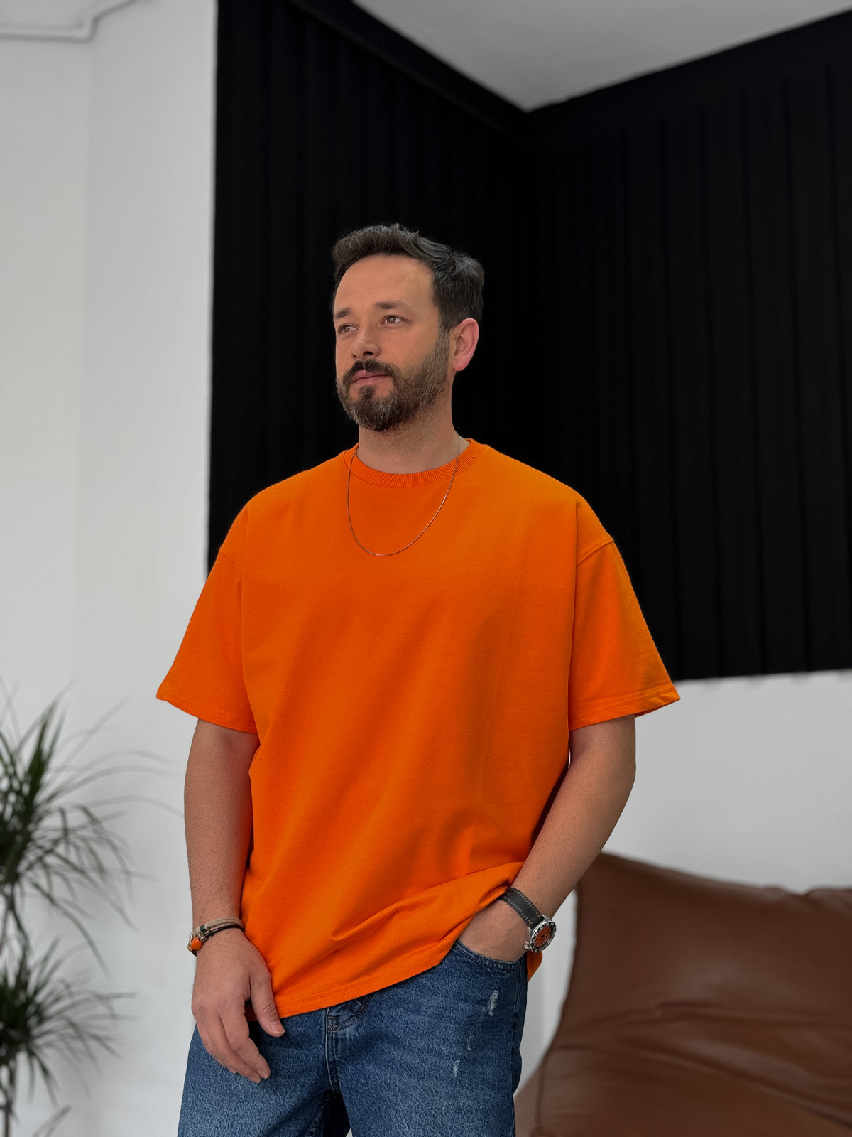 Orange Basic Oversize T-Shirt