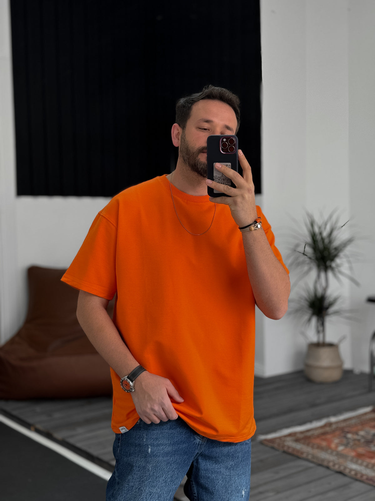 Orange Basic Oversize T-Shirt