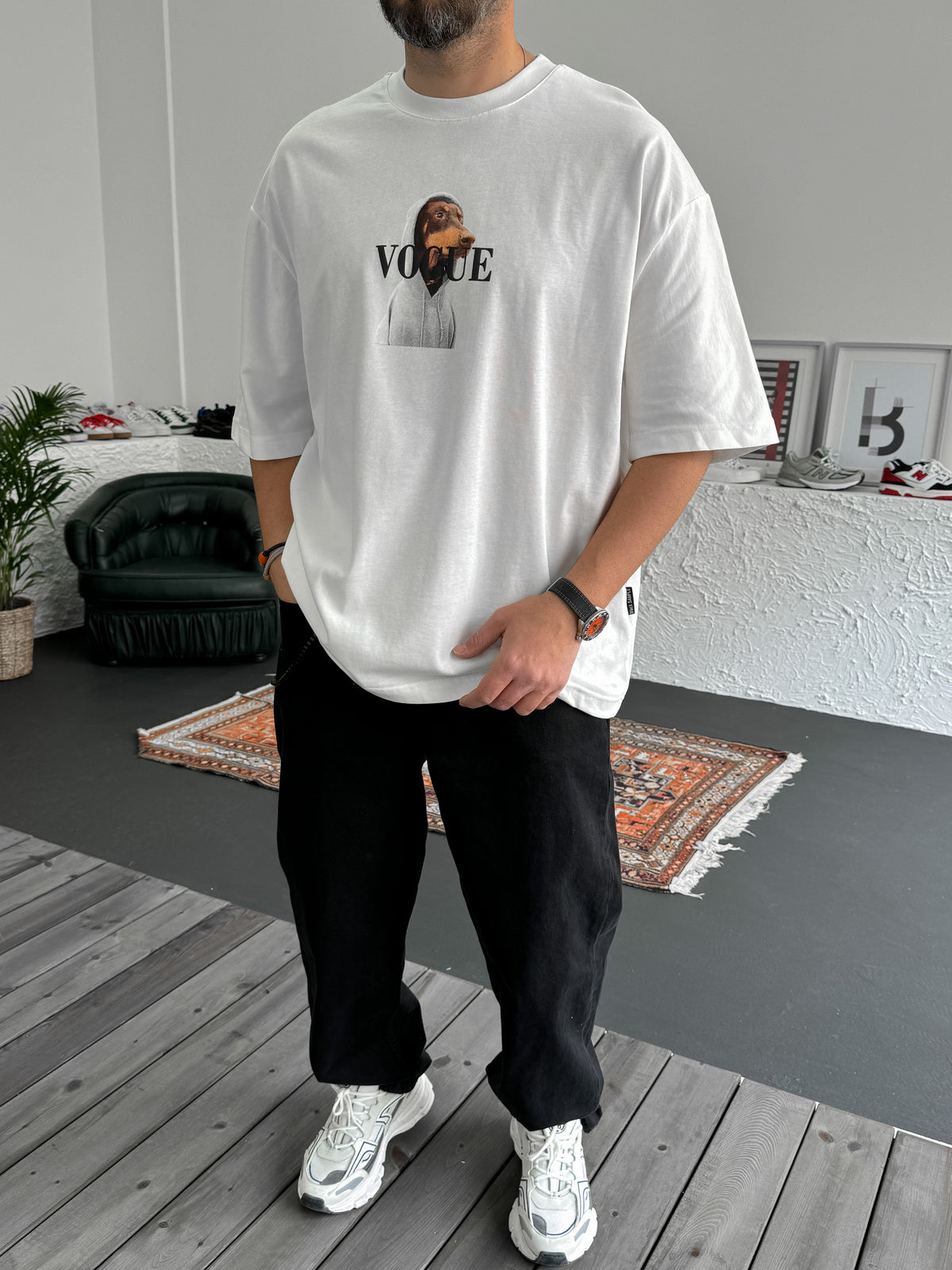 White "Vogue" printed Oversize T-Shirt