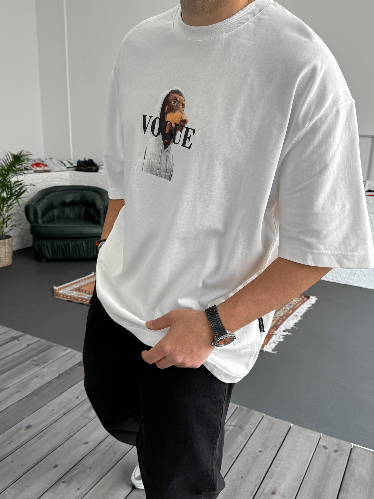White "Vogue" printed Oversize T-Shirt