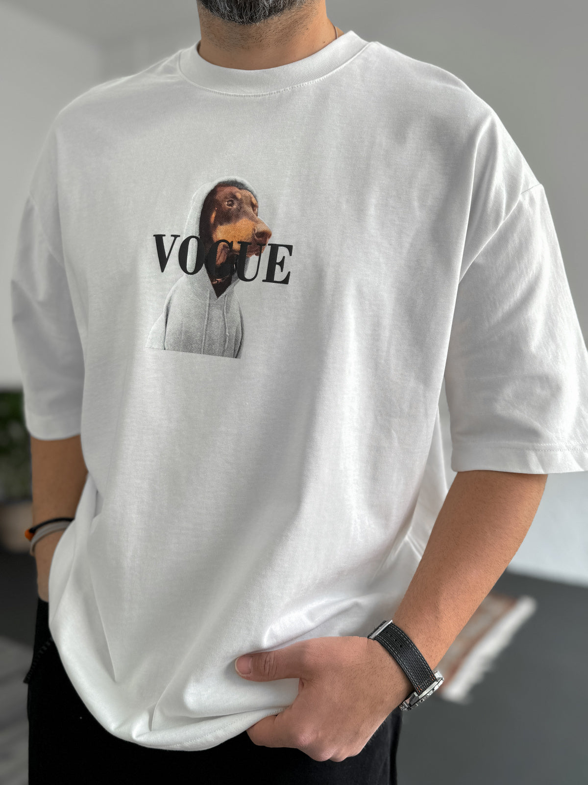 White "Vogue" printed Oversize T-Shirt