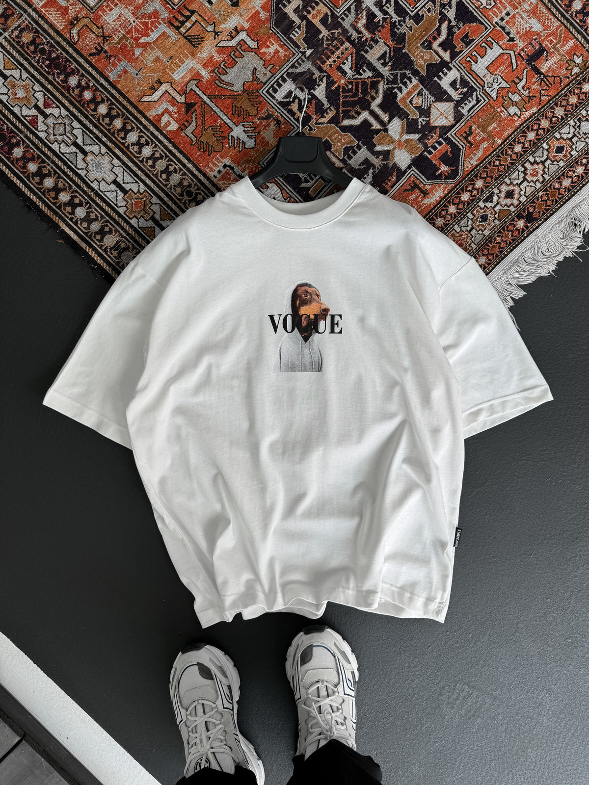 White "Vogue" printed Oversize T-Shirt