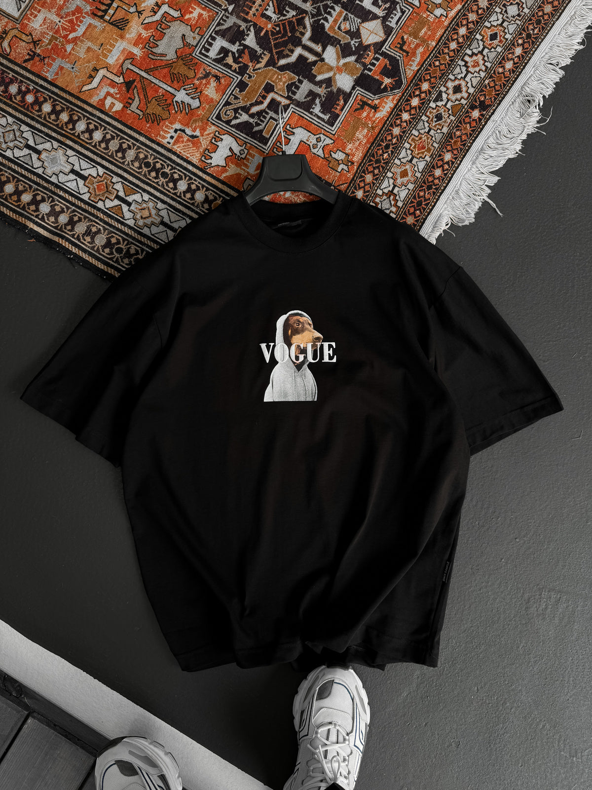 Black "Vogue" printed Oversize T-Shirt