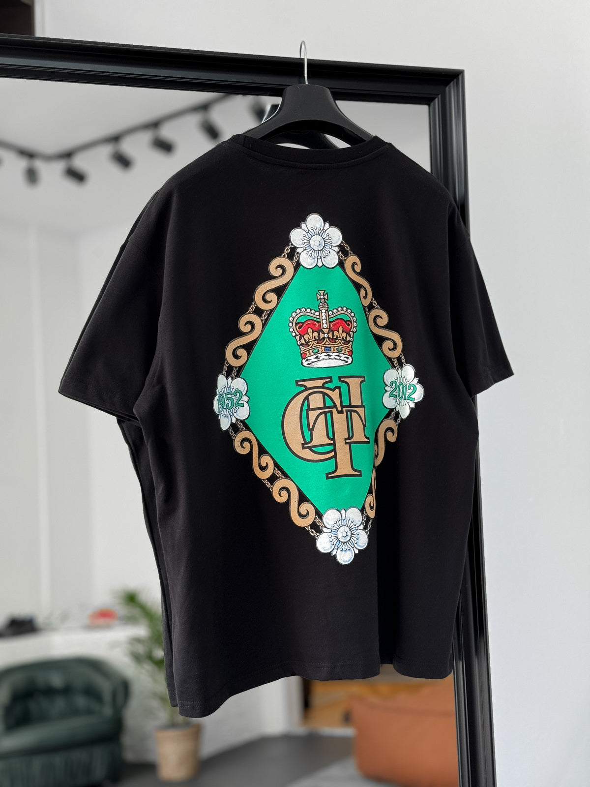 Black "Coat Of Arms" Printed Oversize T-Shirt