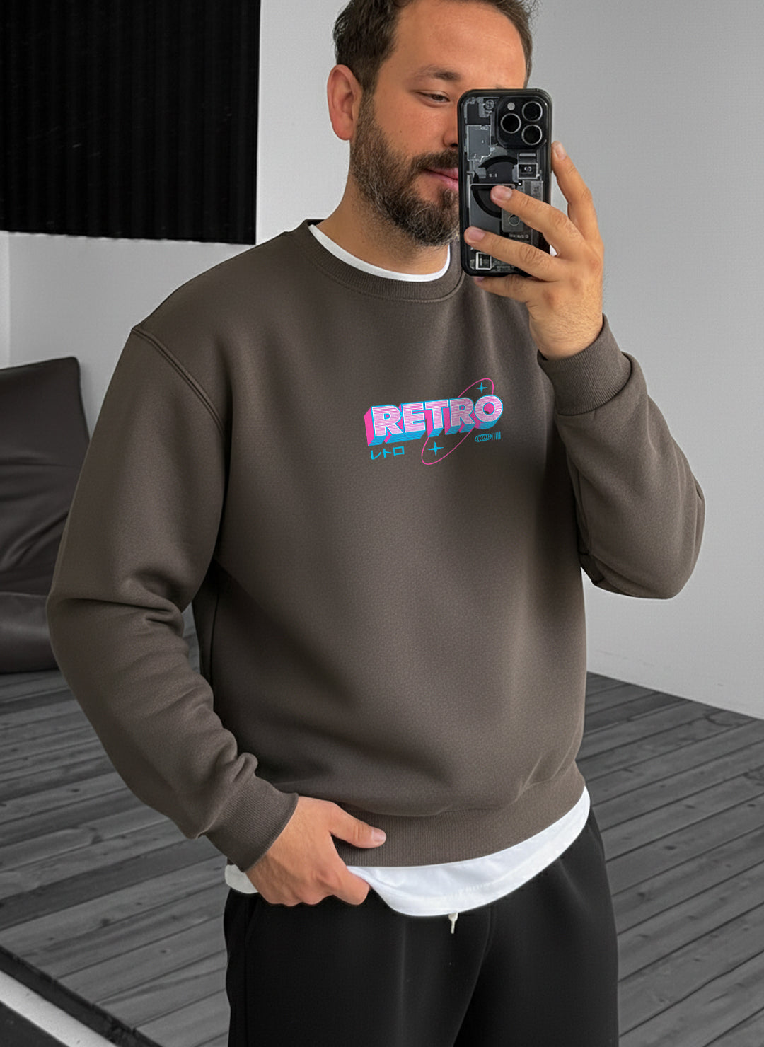 Retro Gaming Crewneck - Brown Broek