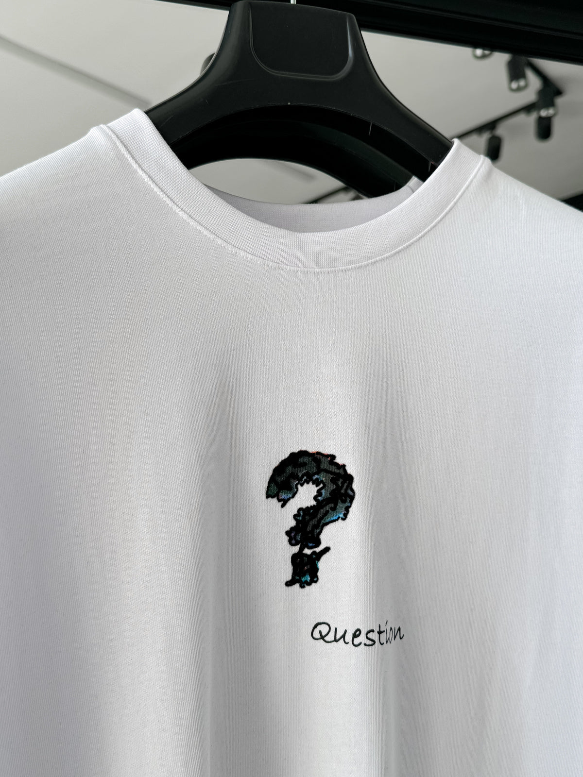 White "Question" Printed Oversize T-Shirt