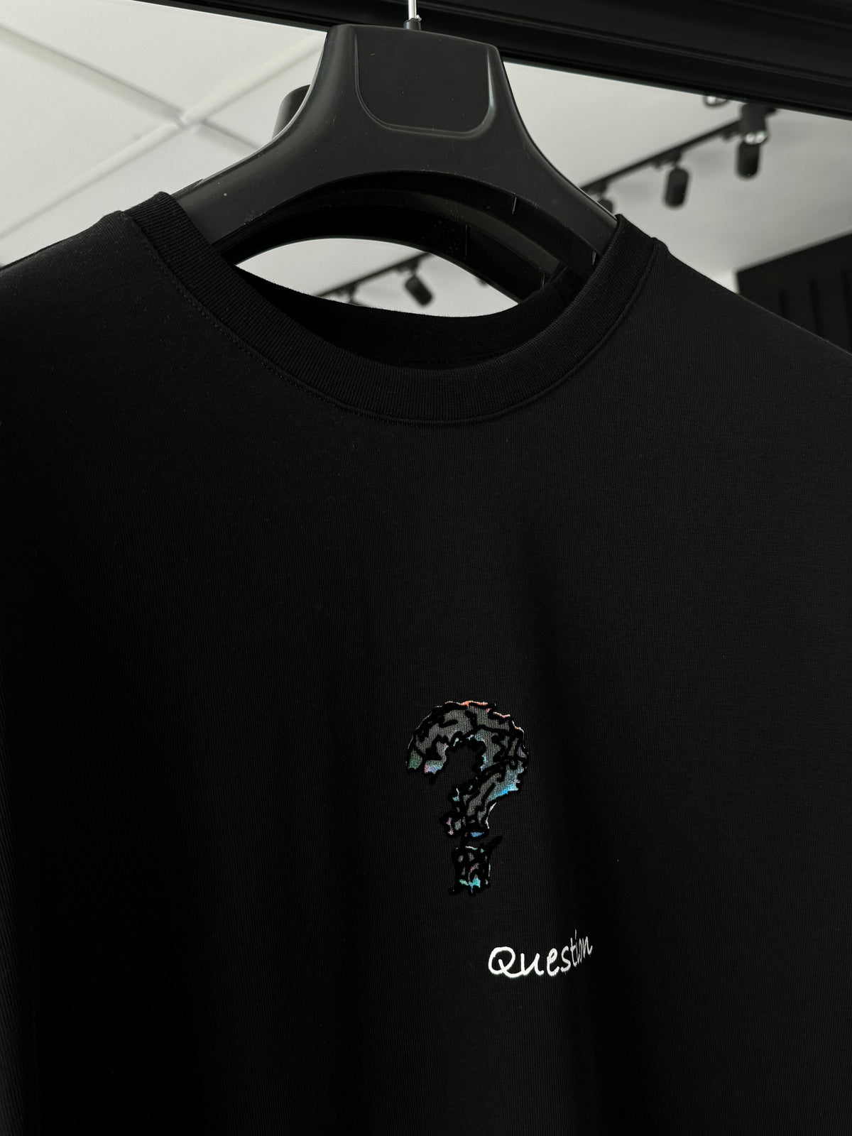 Black "Question" Printed Oversize T-Shirt