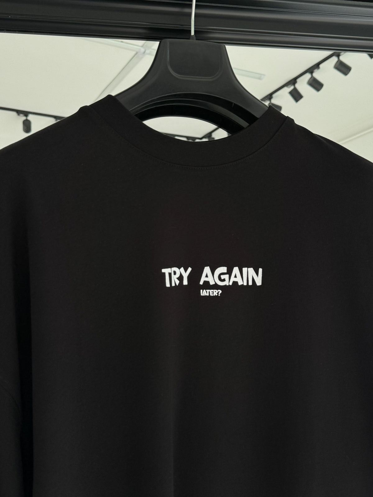 Black "Try Again" Printed Oversize T-Shirt