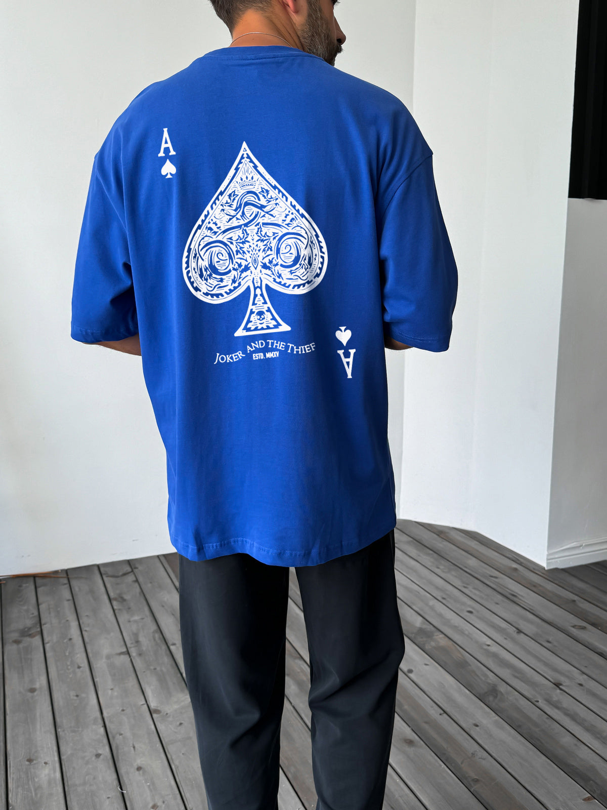 Royal Blue "Ace" printed Oversize T-Shirt