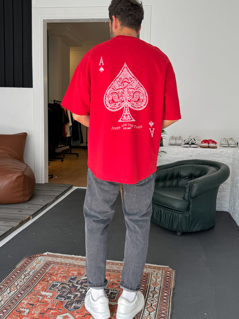 Red "Ace" printed Oversize T-Shirt