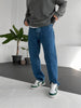 Dark Washed Relaxed Fit Denim Jeans - Premium Style - Broek