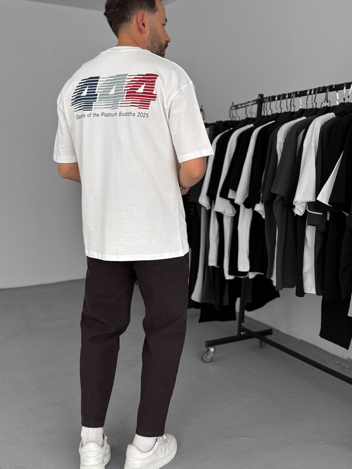 White "444" printed Oversize T-Shirt