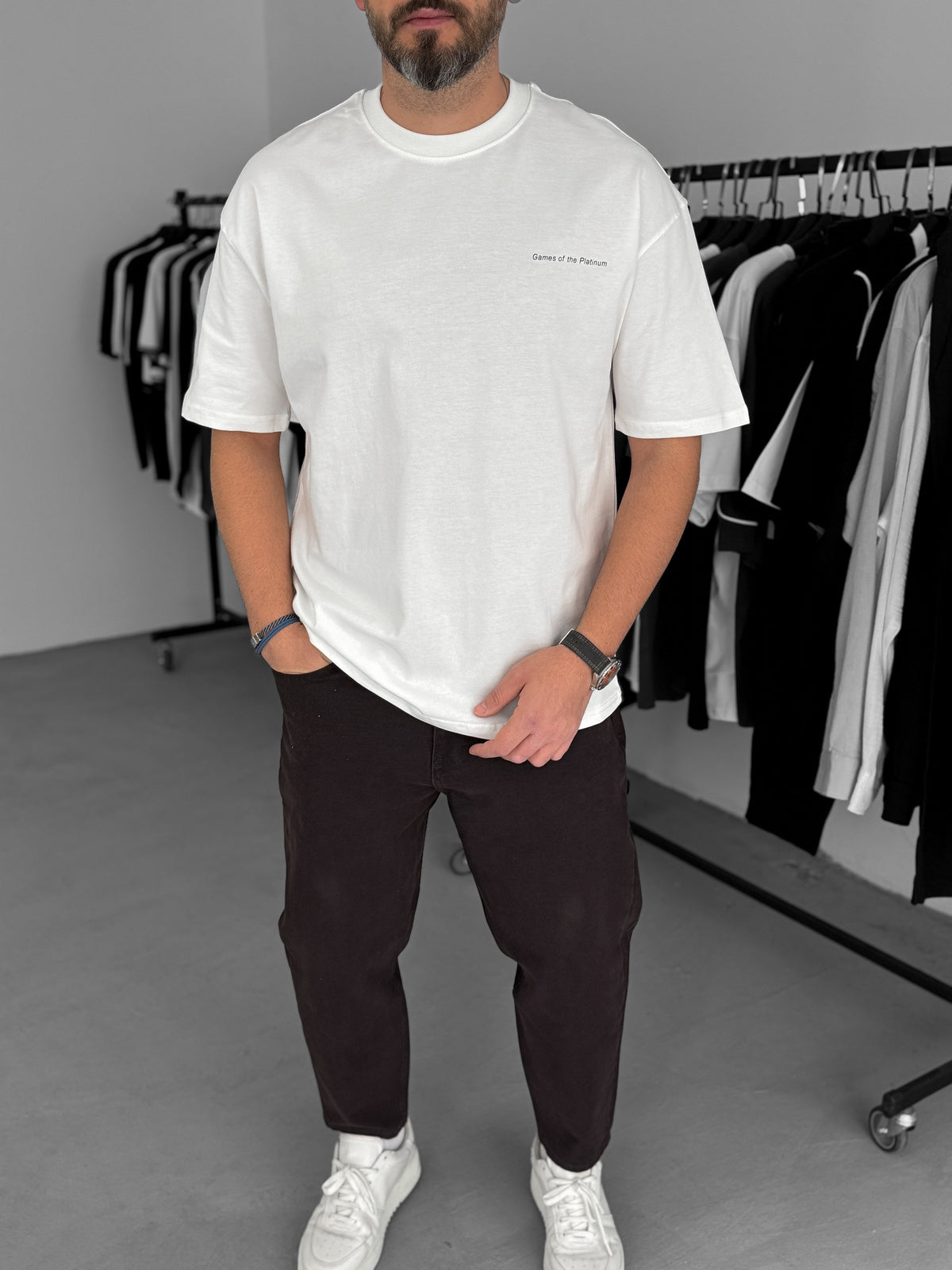 White "444" printed Oversize T-Shirt