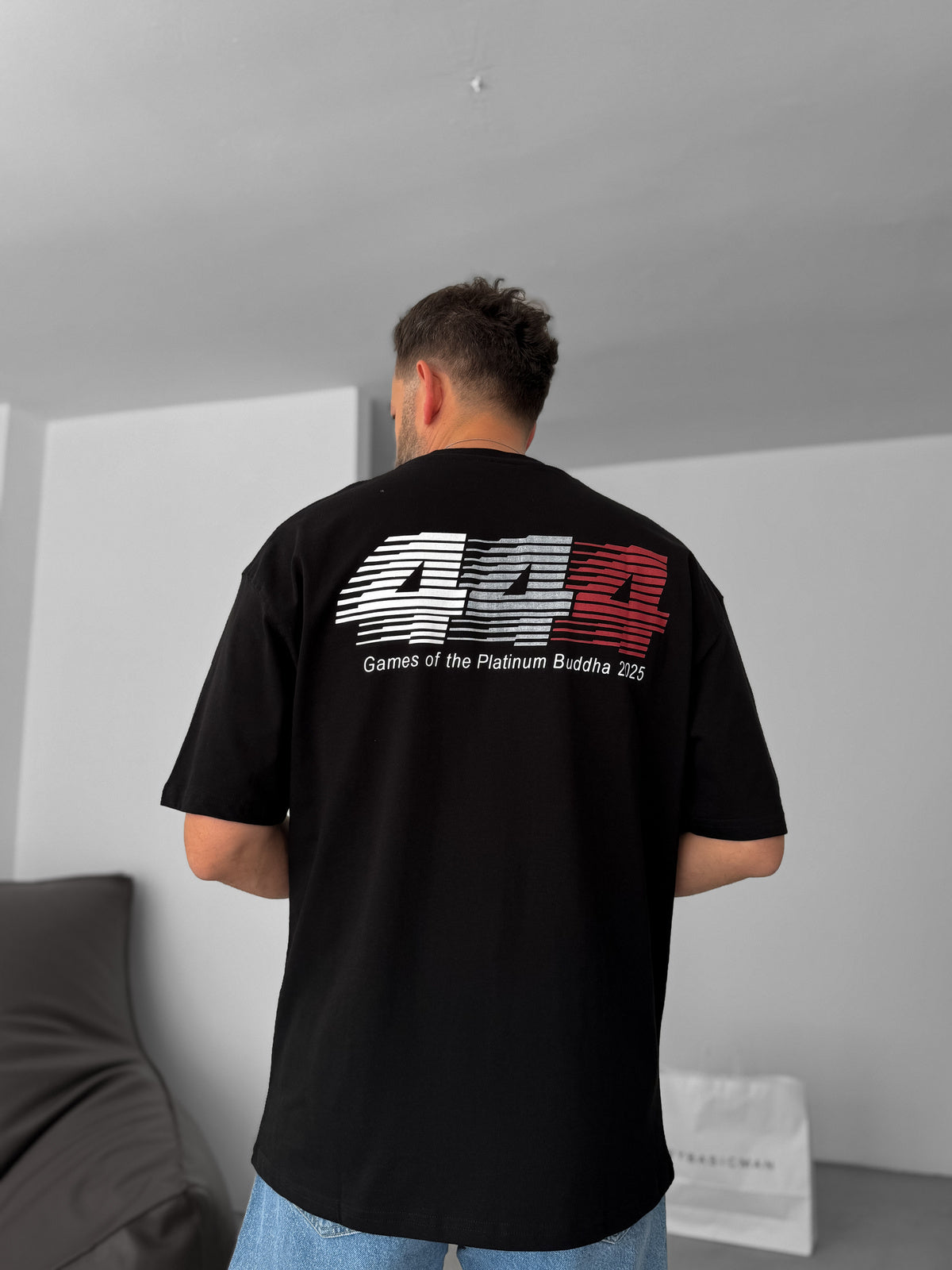 Black "444" printed Oversize T-Shirt