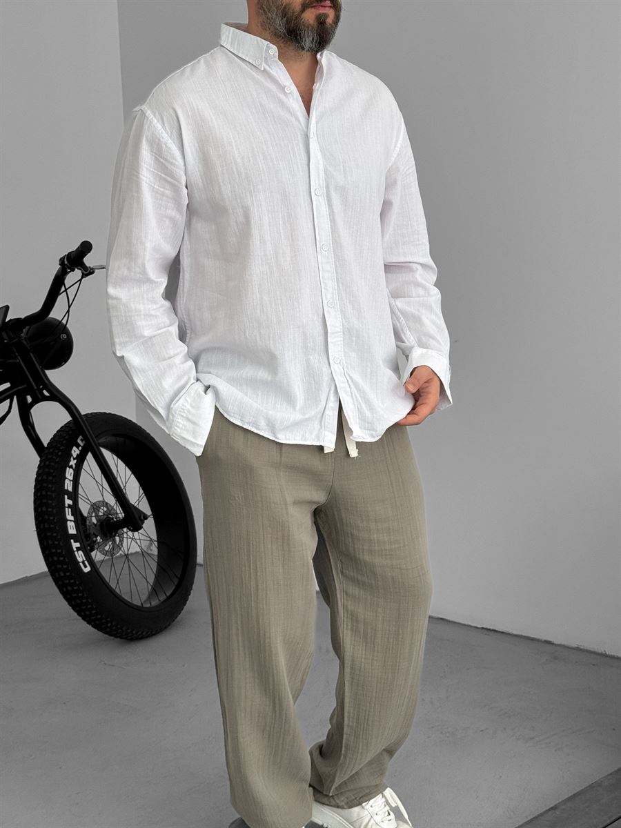 Pure Linen Off White Shirt