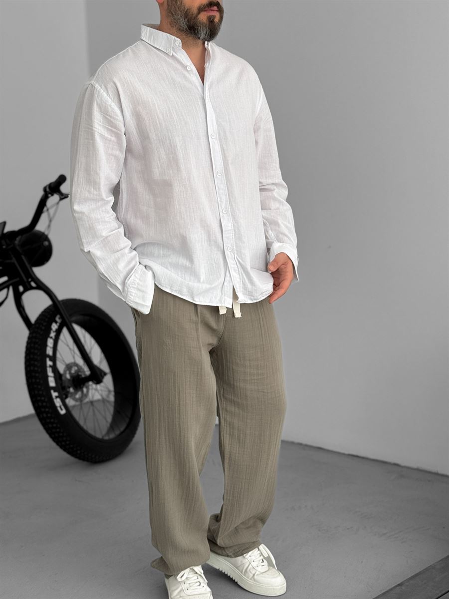 Pure Linen Off White Shirt