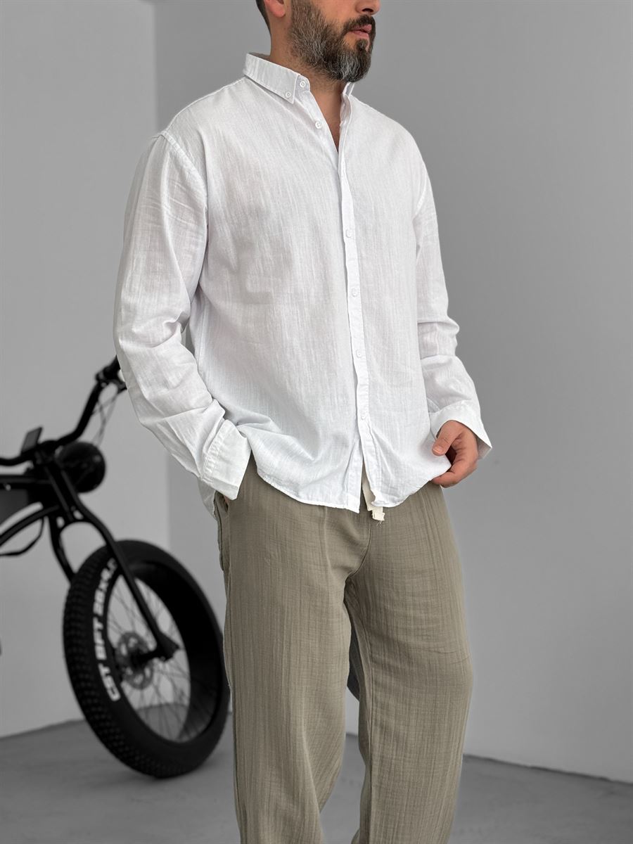Pure Linen Off White Shirt