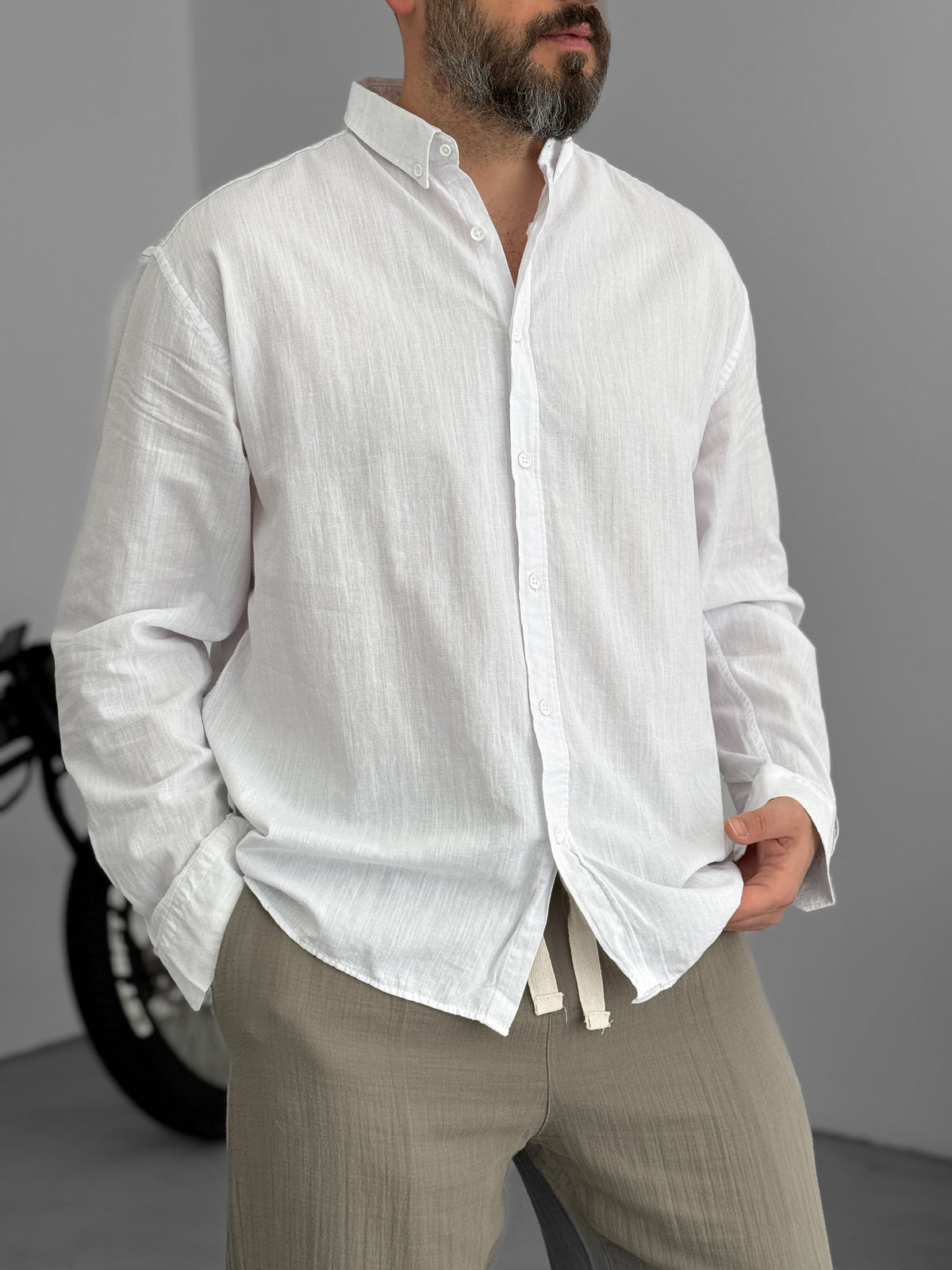 Pure Linen Off White Shirt