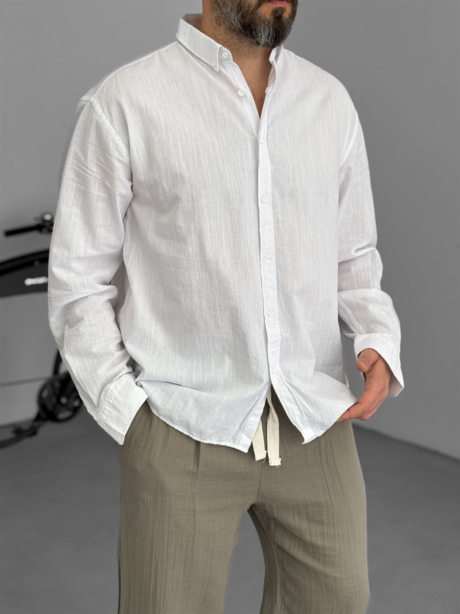 Pure Linen Off White Shirt