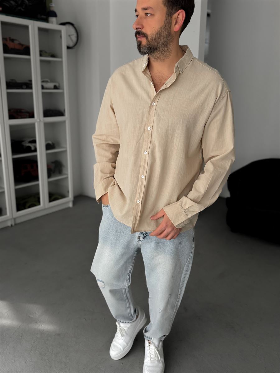 Pure Linen Beige Shirt