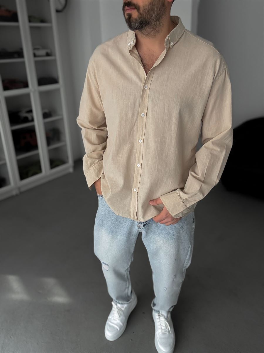 Pure Linen Beige Shirt