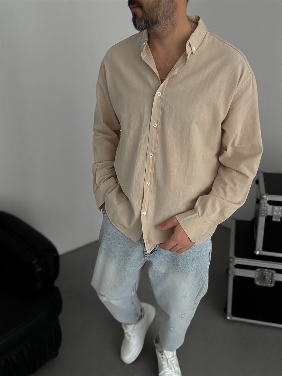 Pure Linen Beige Shirt