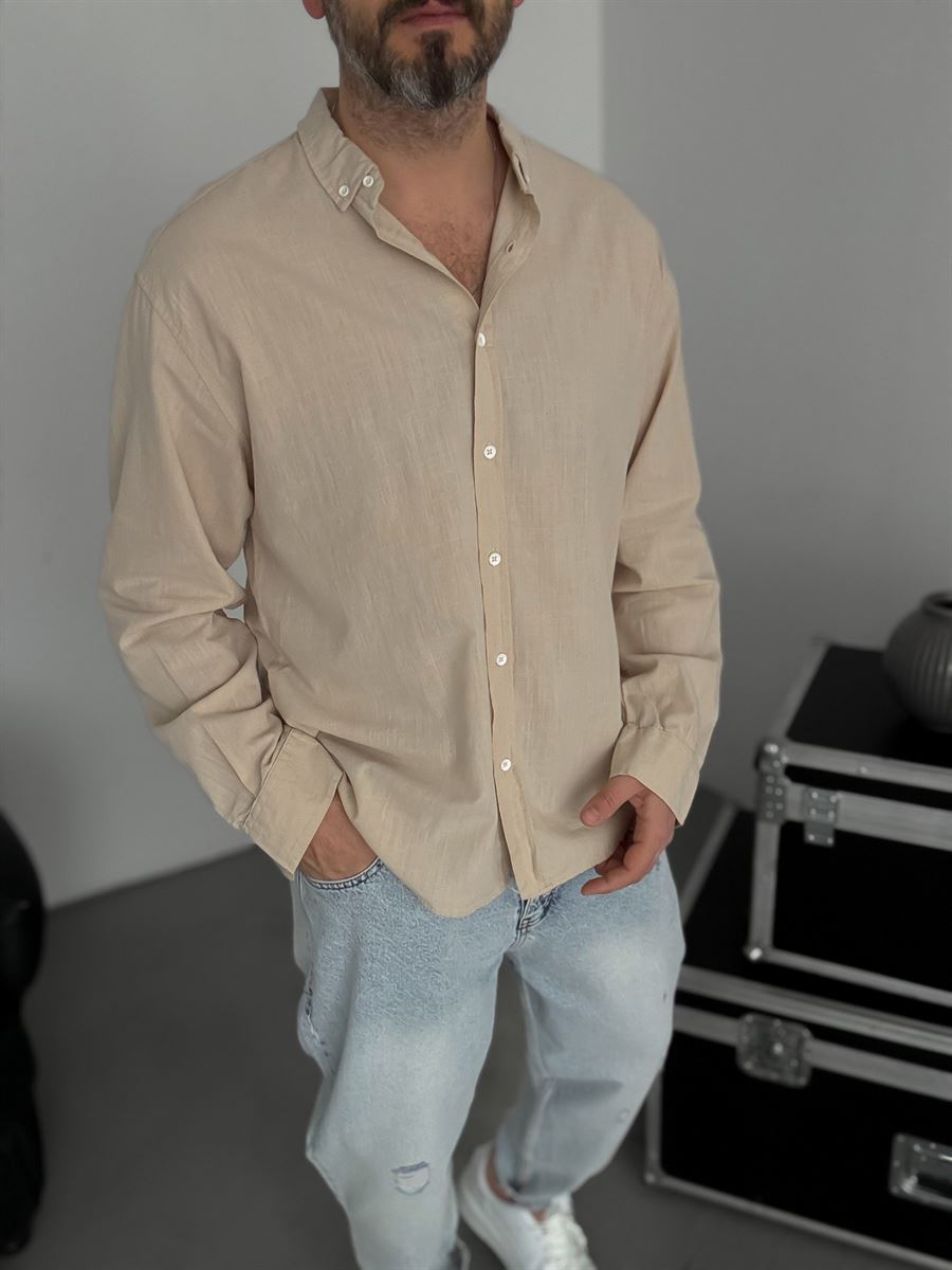 Pure Linen Beige Shirt