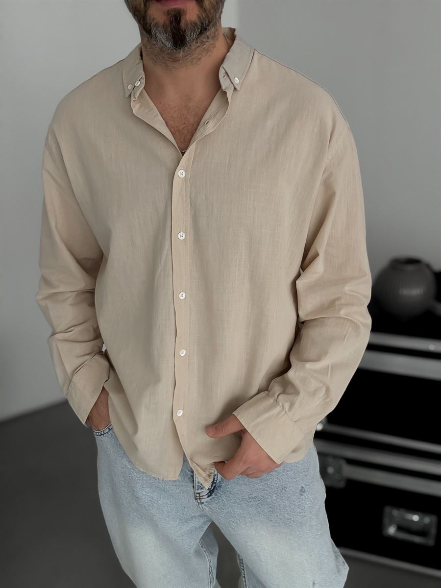 Pure Linen Beige Shirt