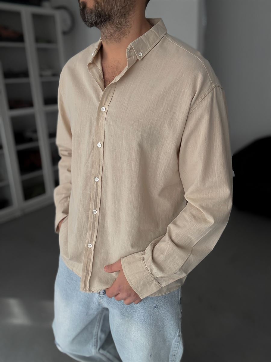 Pure Linen Beige Shirt