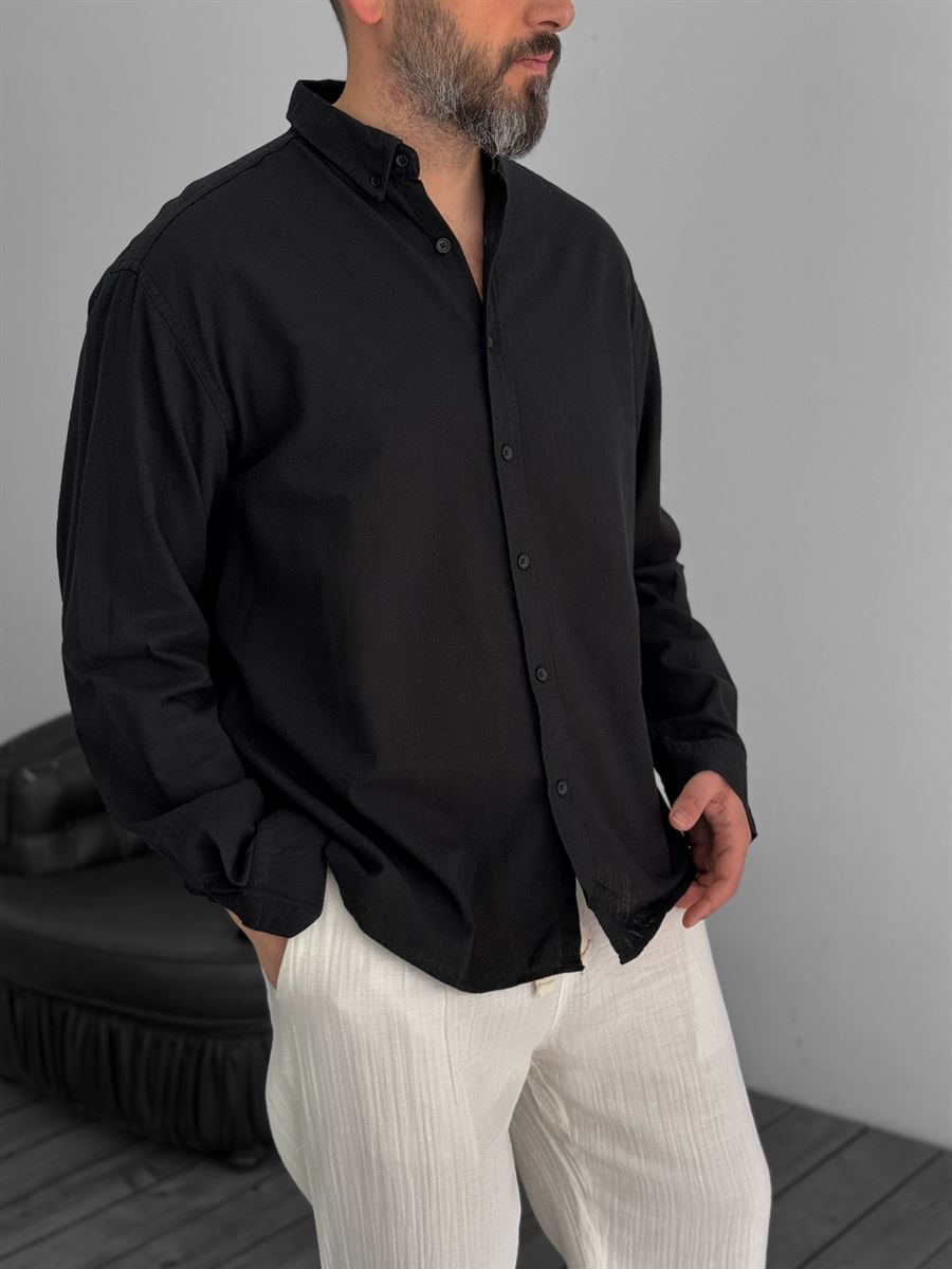 Pure Linen Black Shirt