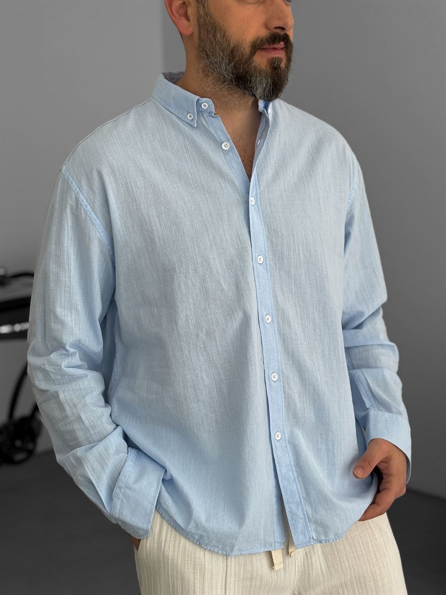 Pure Linen Baby Blue Shirt