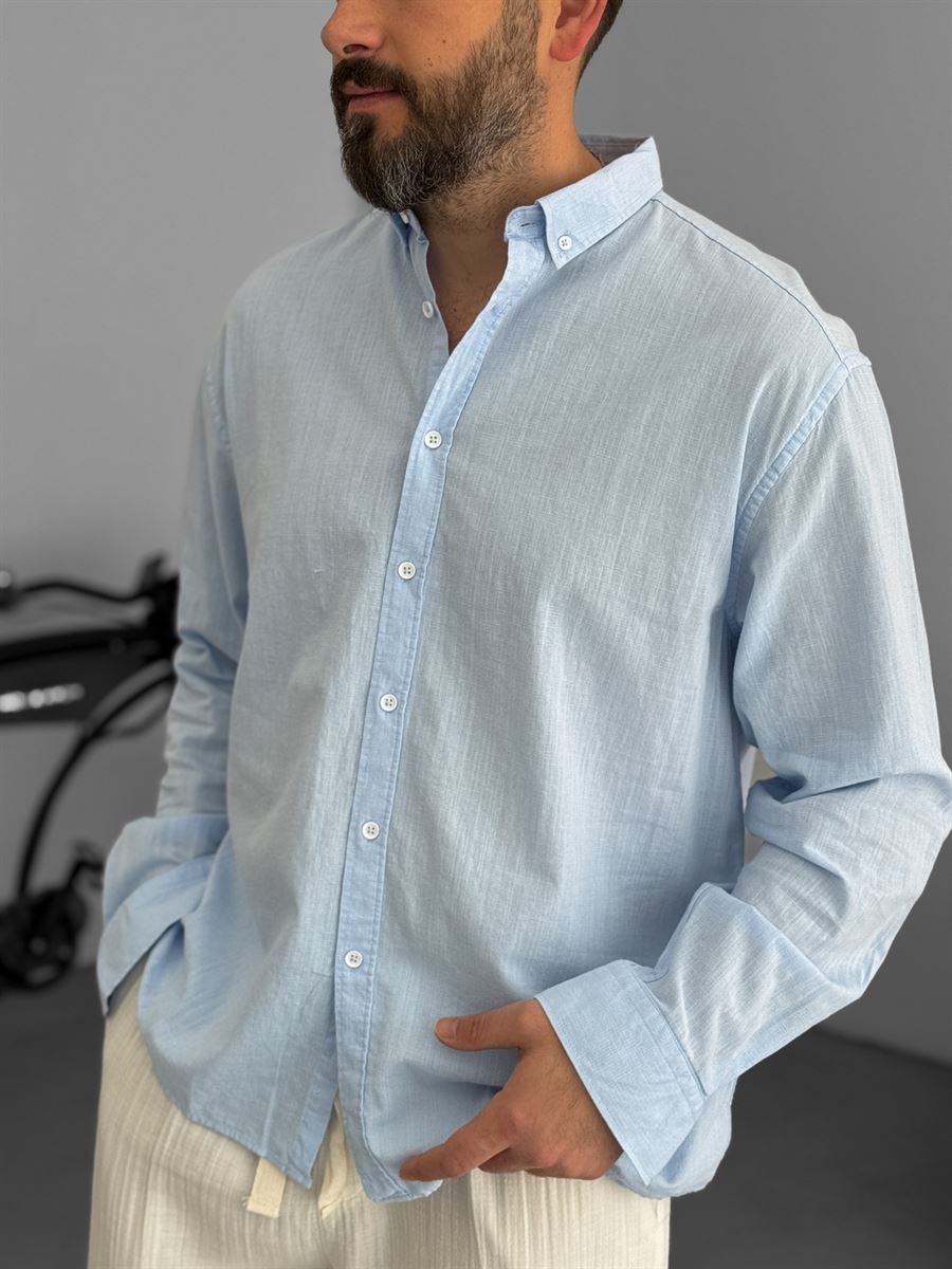 Pure Linen Baby Blue Shirt