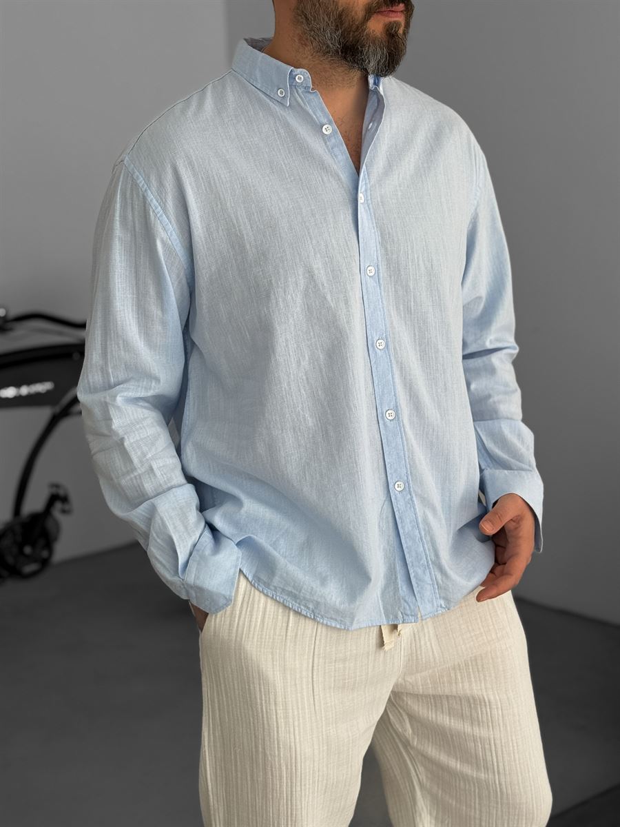 Pure Linen Baby Blue Shirt