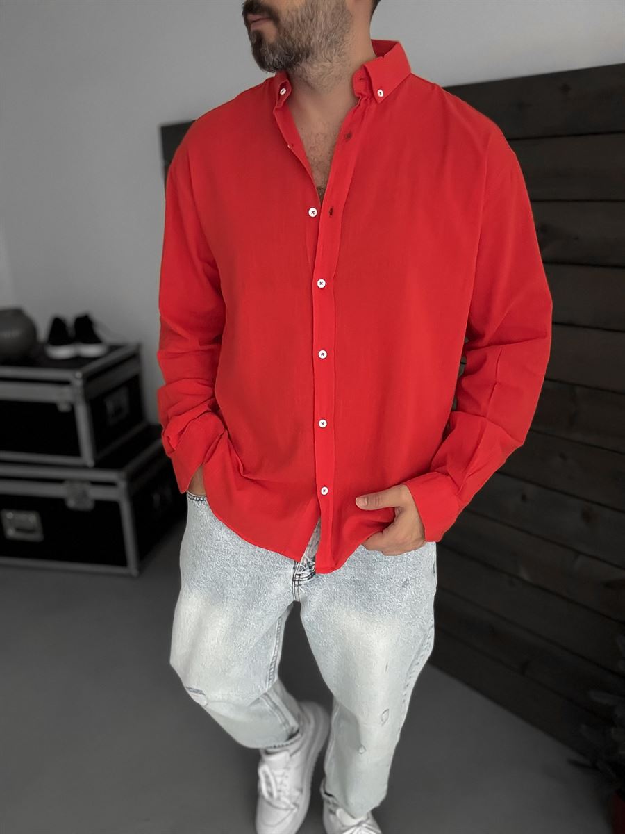Pure Linen Red Shirt