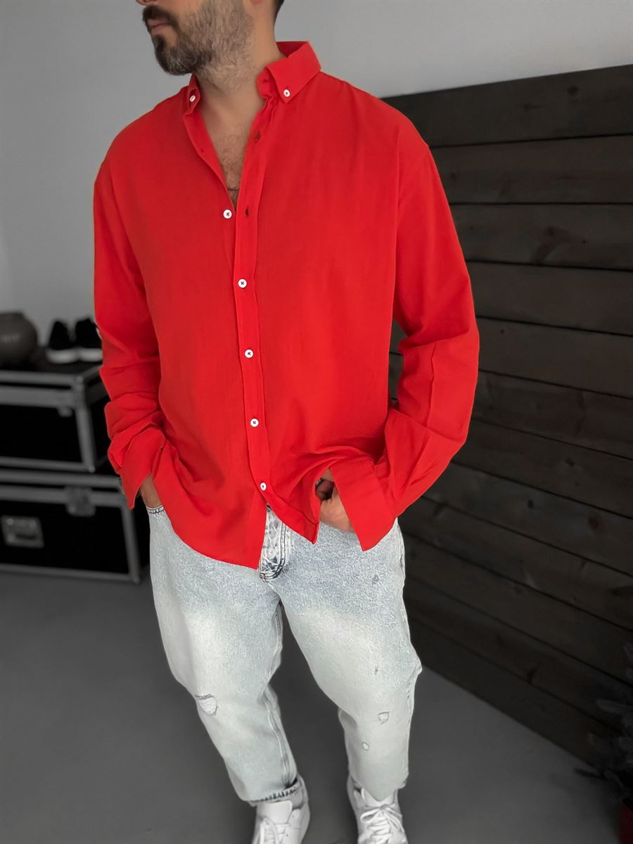 Pure Linen Red Shirt