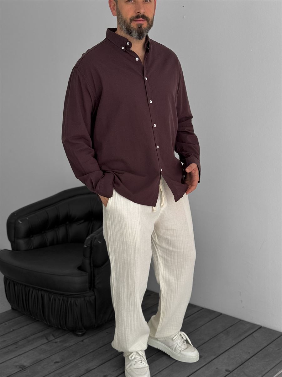 Pure Linen Brown Shirt