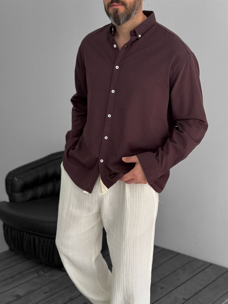 Pure Linen Brown Shirt