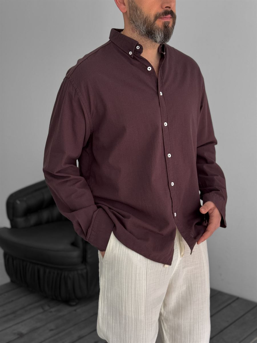 Pure Linen Brown Shirt