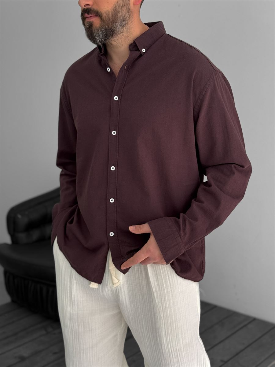 Pure Linen Brown Shirt