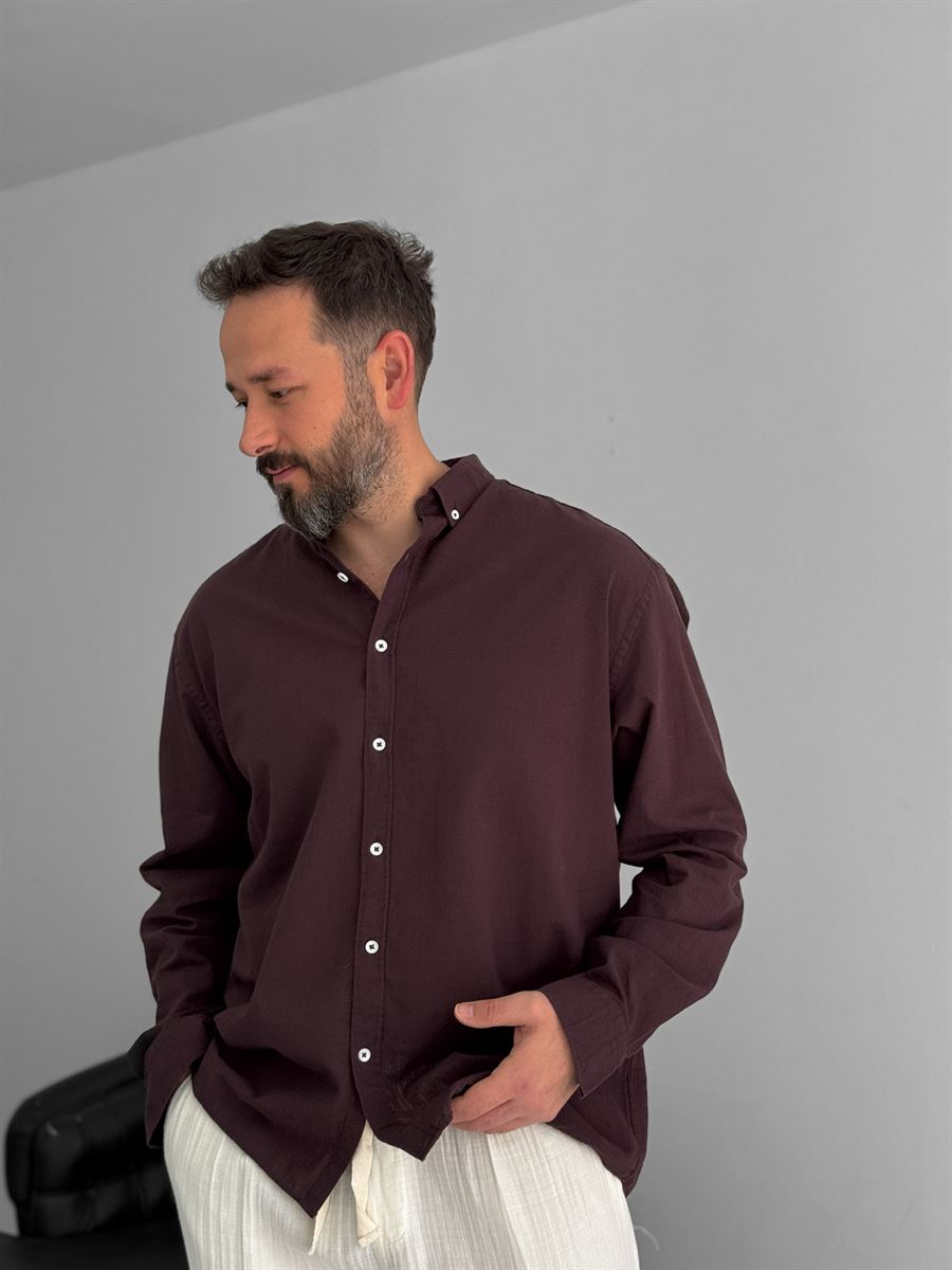 Pure Linen Brown Shirt