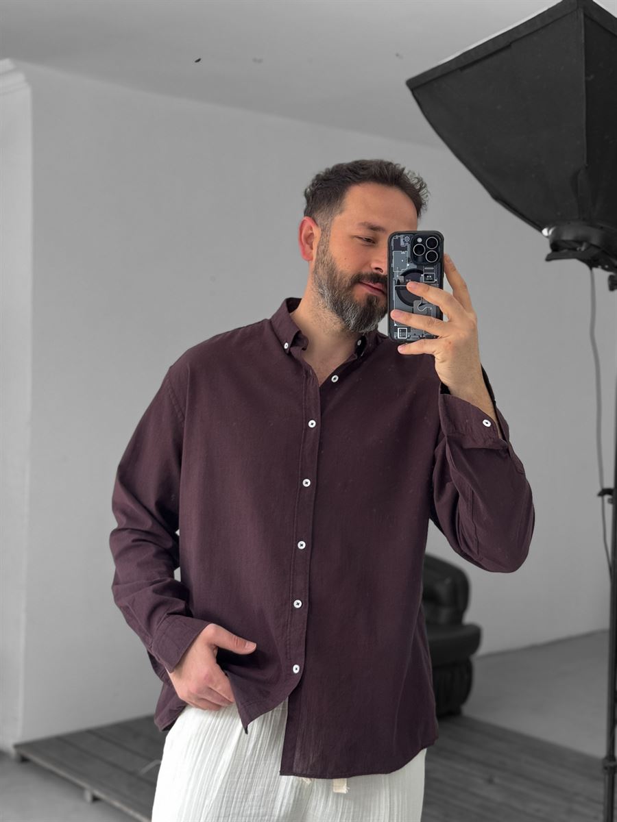 Pure Linen Brown Shirt