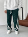 Green Oblique Striped Straight Leg Sweatpants - Broek