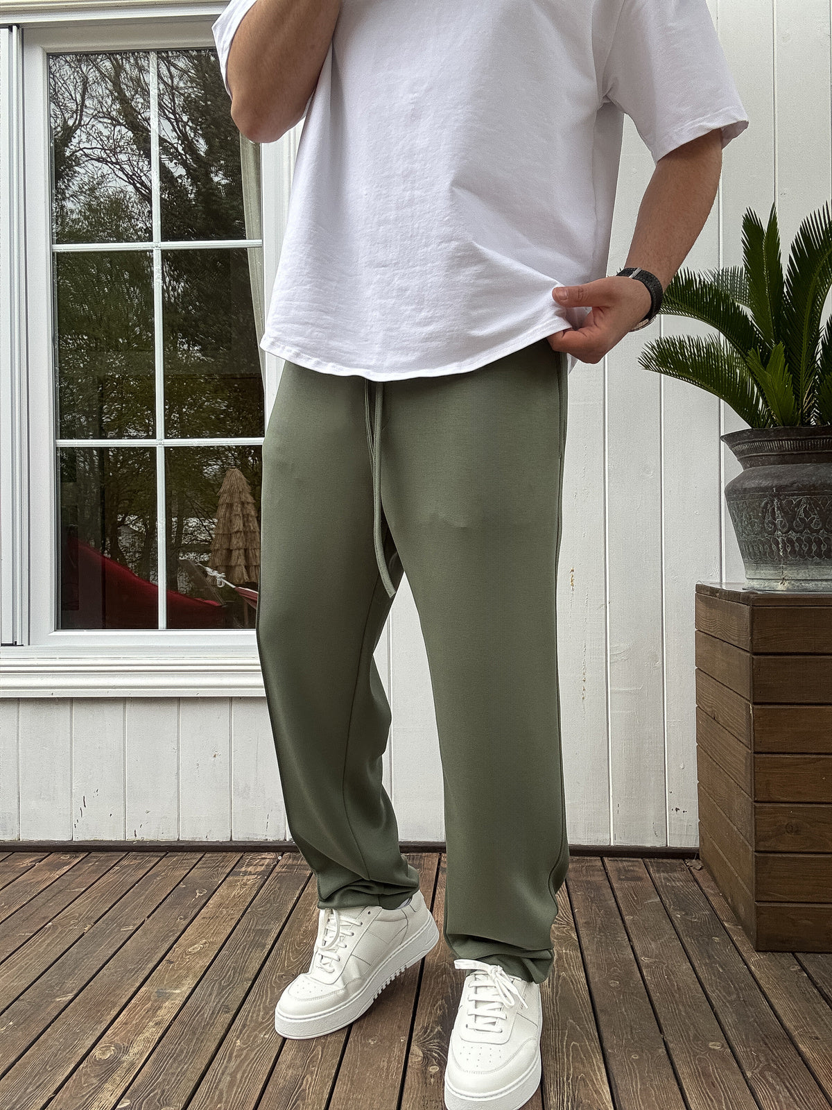 Army-Green Basic Summer Sweatpants